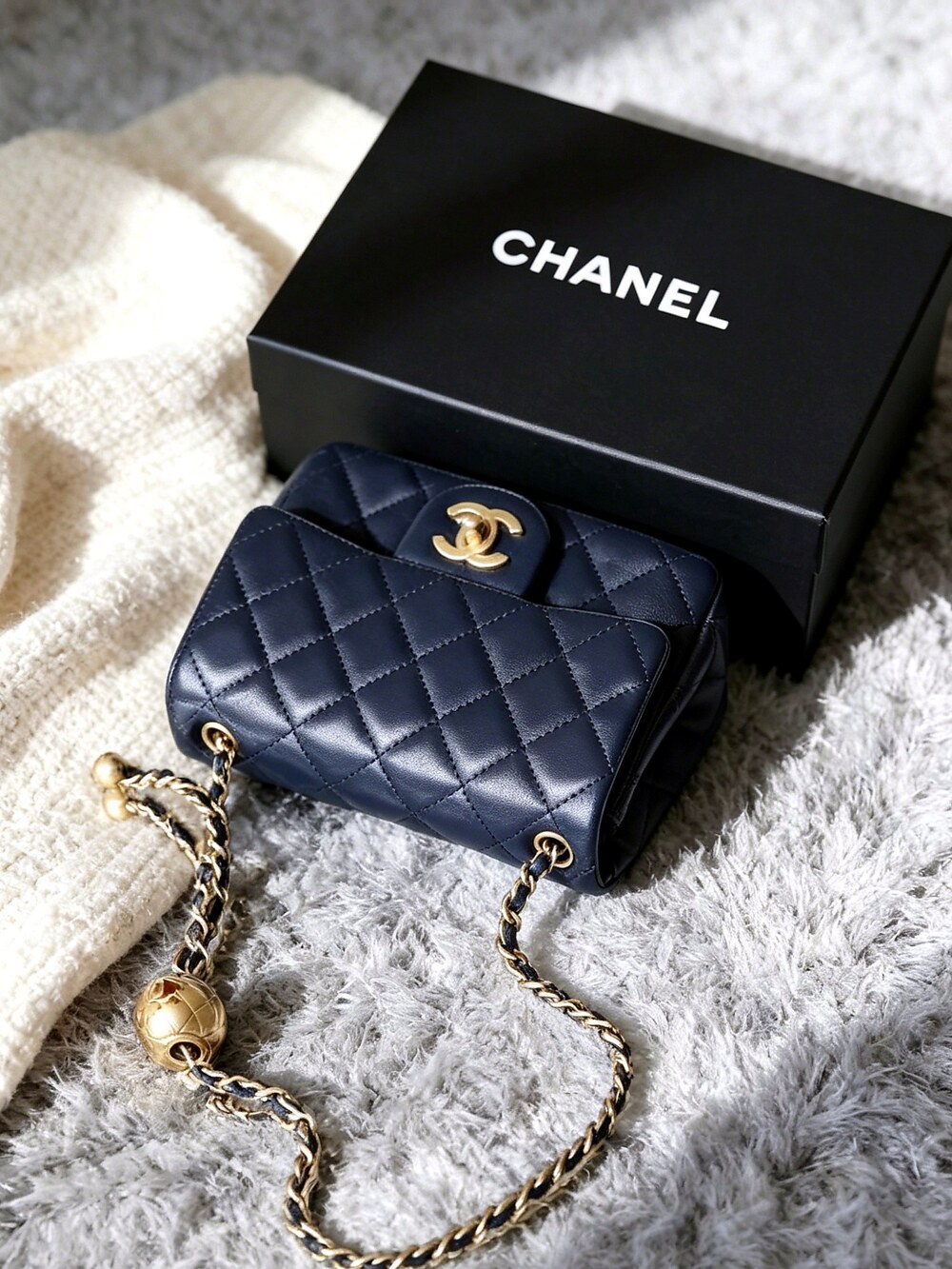 Chanel Navy Blue Quilted Mini Flap Chain Bag - Picture 3 of 5